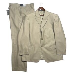 George Suit Mens 48L Tan Sharkskin Two Button Blazer
